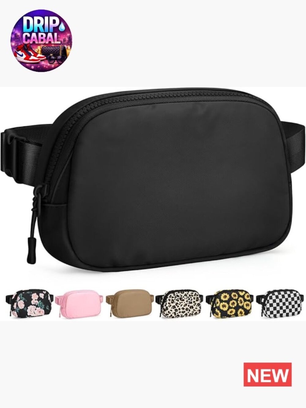 Fanny Pack Crossbody Bag Waterproof Belt Bag with Adjustable Strap Zipper Back